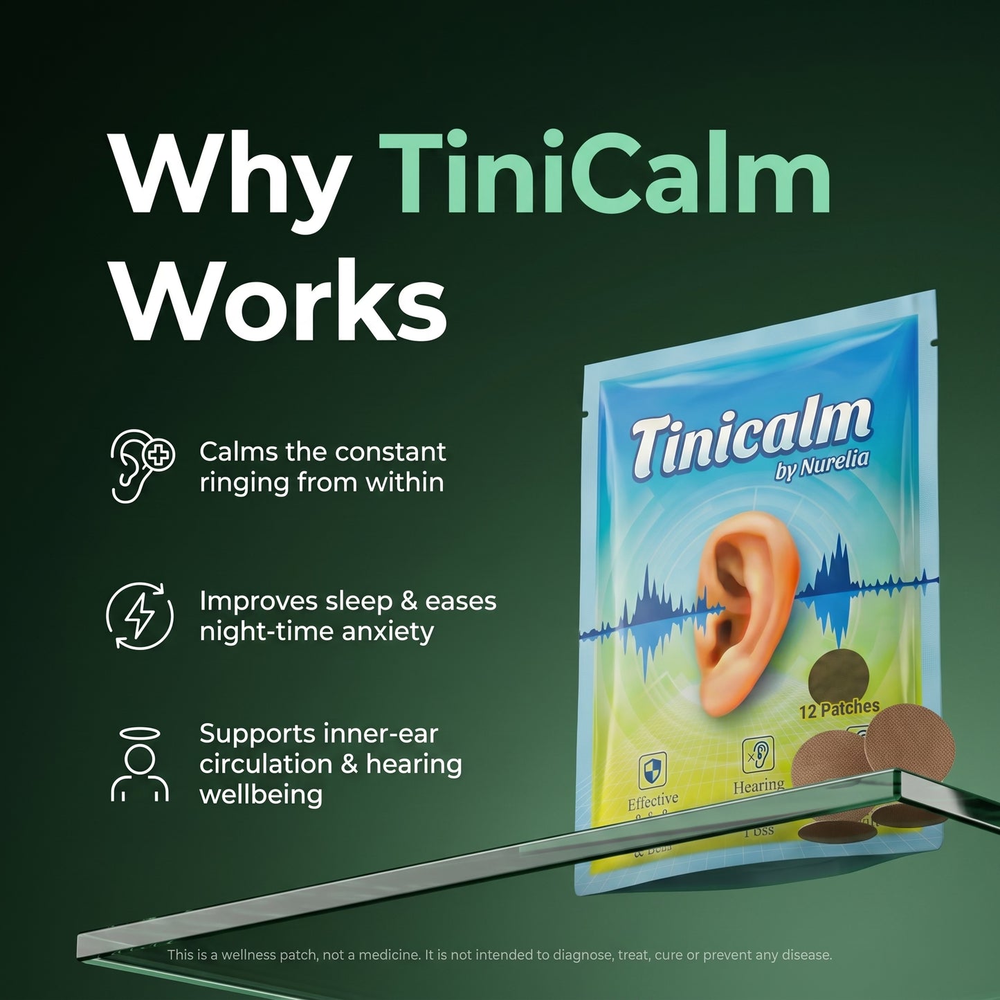 Herbal Patches for Tinnitus, pack of 12 – TINICALM™