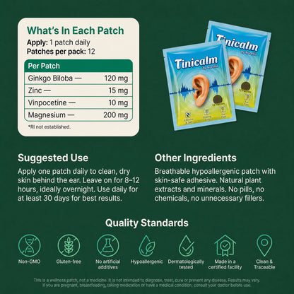 Herbal Patches for Tinnitus, pack of 12 – TINICALM™