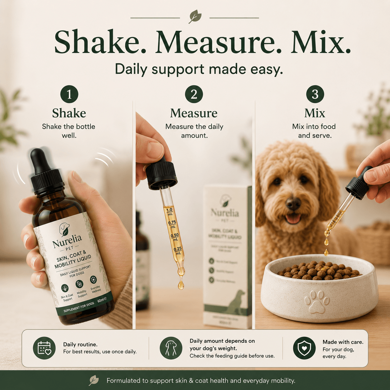 Nurelia Pet™ Skin, Coat & Mobility Liquid