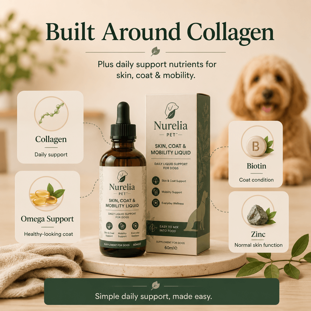 Nurelia Pet™ Skin, Coat & Mobility Liquid