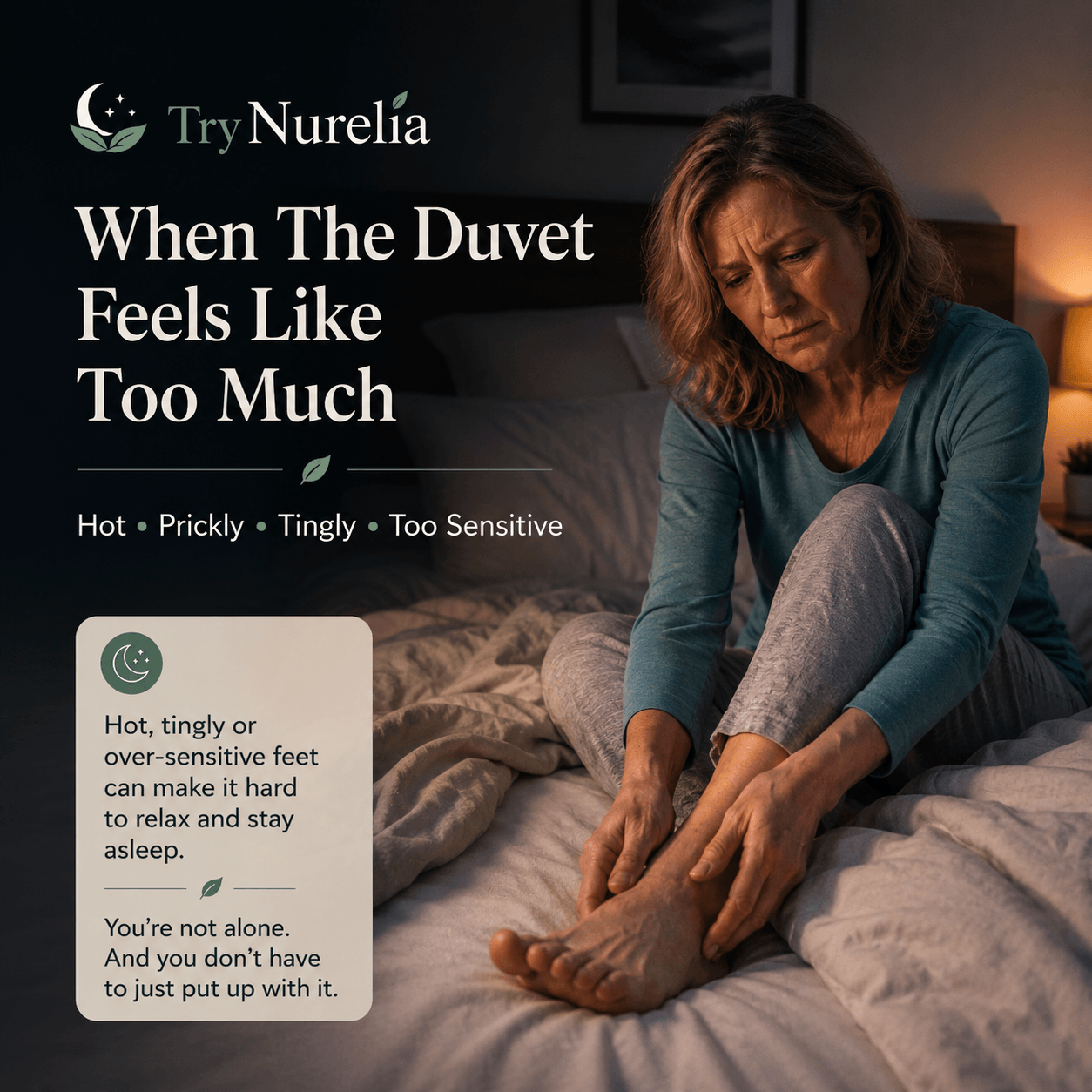 Try Nurelia™ Night Comfort Patches for Hot, Tingly Feet