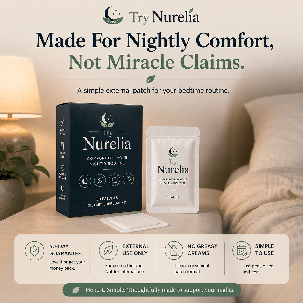 Try Nurelia™ Night Comfort Patches for Hot, Tingly Feet
